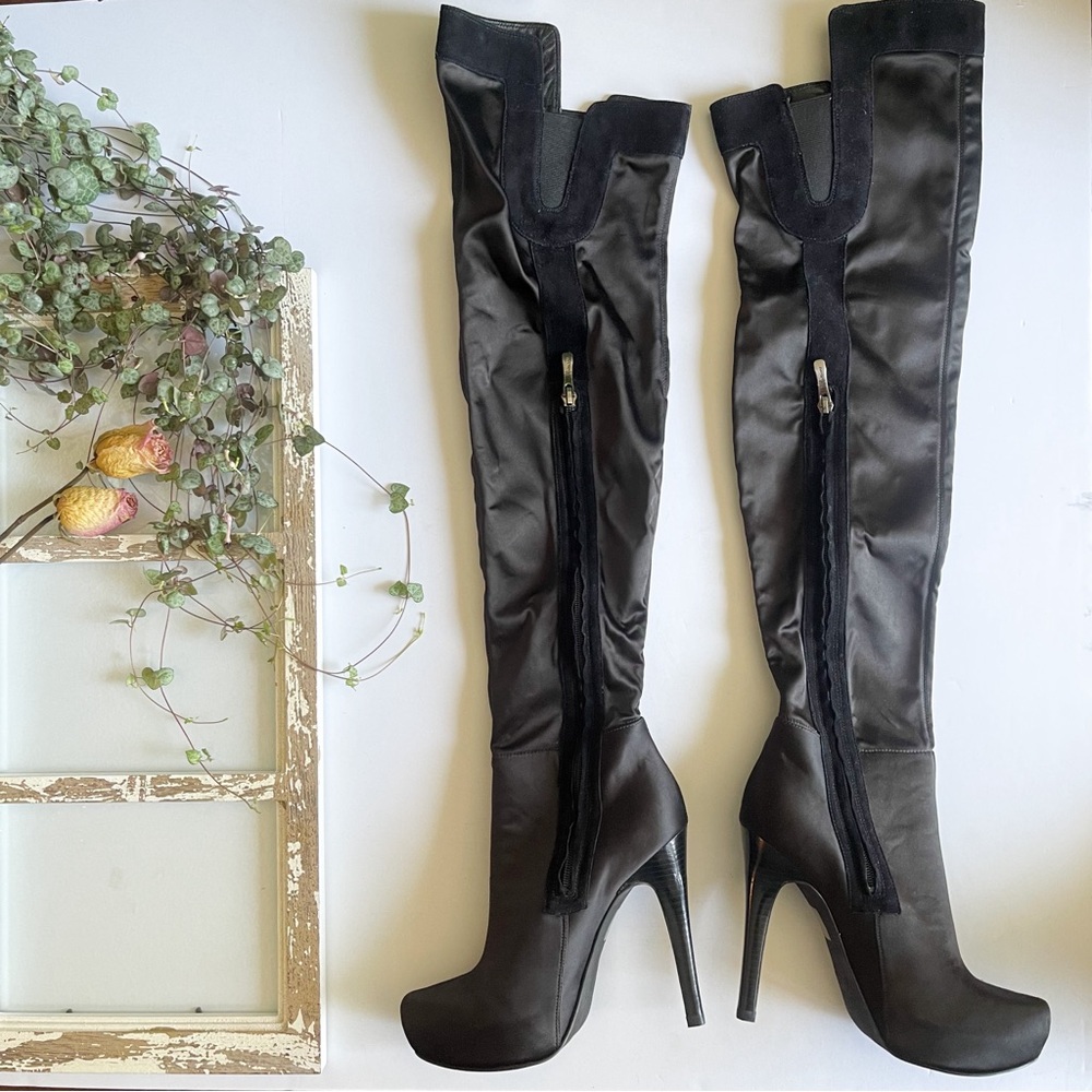 NEW Guess By Marciano Black Velvet Knee High Boots